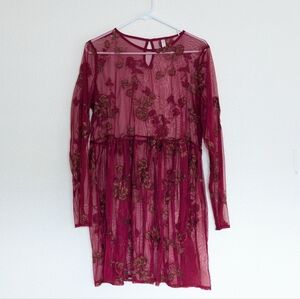 Xhilaration Floral Mesh A-line Dress, XL